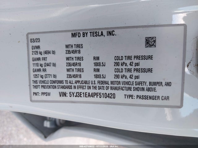 2023 TESLA MODEL 3 5YJ3E1EA4PF510420 Photo 8