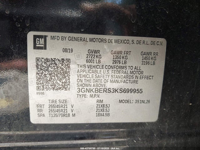 3GNKBERS3KS699955 Chevrolet lgx