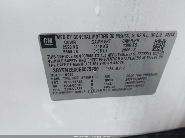 2014 CADILLAC SRX 3GYFNEE39ES675495 Photo 8