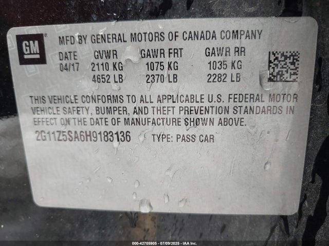 2G11Z5SA6H9183136 Chevrolet lcv -sidi: spark ignited direct injection, dcvcp, vvt: variable valve timing, e85 max, e0-e100, alum