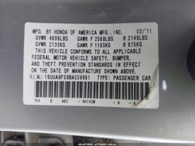 2011 ACURA TL 19UUA8F58BA008961 Photo 8