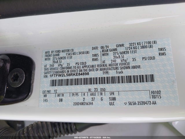 1FTFW2L58RKE84898 Ford 5.0l-4v