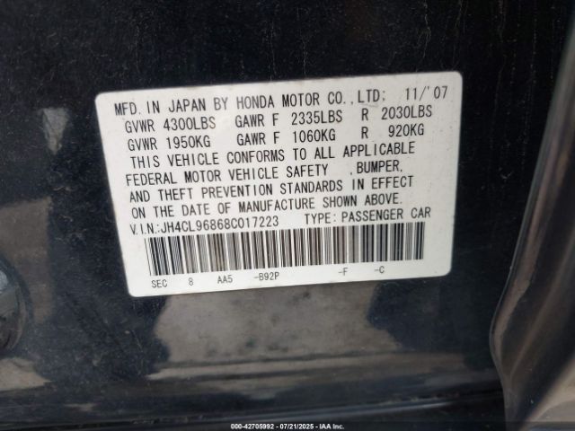 2008 ACURA TSX JH4CL96868C017223 Photo 8