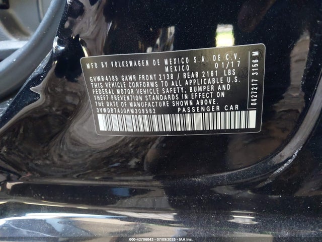 Volkswagen 1.4 tsi 2017 3VWDB7AJ0HM309582 Image 9