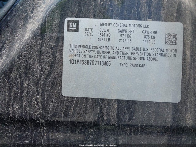 1G1PE5SB7G7113465 Chevrolet luv - vvt, alum, e85 max