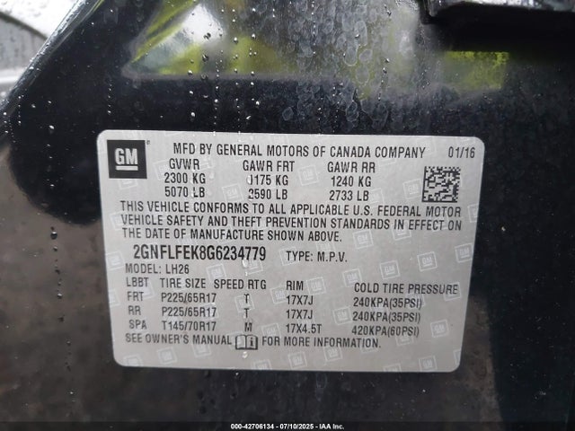 2GNFLFEK8G6234779 Chevrolet lea - e85 max, aluminum