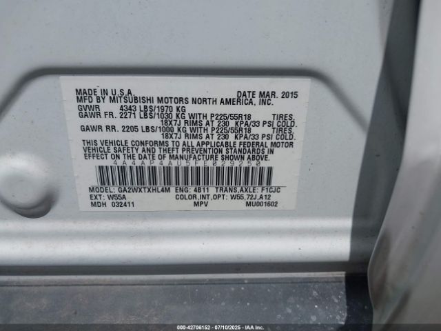 2015 MITSUBISHI OUTLANDER SPORT 4A4AP4AU5FE029250 Photo 8