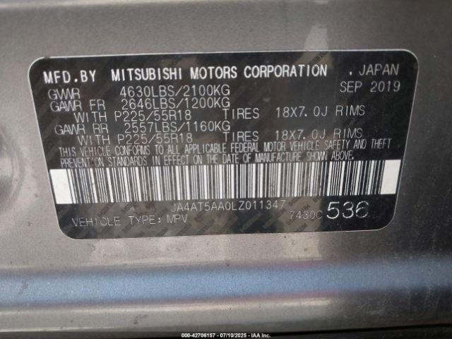 2020 MITSUBISHI ECLIPSE CROSS JA4AT5AA0LZ011347 Photo 8