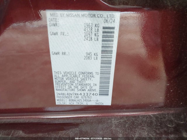 1N4BL4DV7RN433740 Nissan 2024