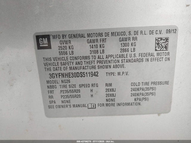 2013 CADILLAC SRX 3GYFNHE30DS511942 Photo 8