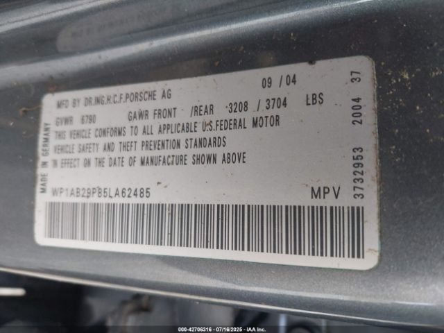 2005 PORSCHE CAYENNE WP1AB29P85LA62485 Photo 8