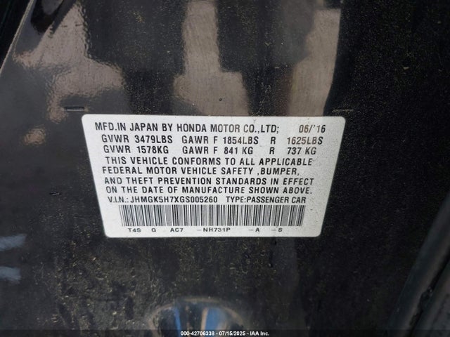 JHMGK5H7XGS005260 Honda l15b1