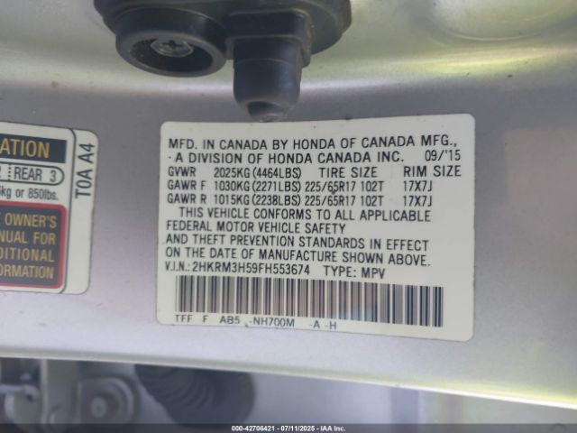 2015 HONDA CR-V 2HKRM3H59FH553674 Photo 8