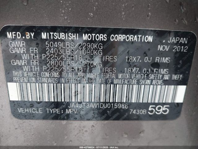 2013 MITSUBISHI OUTLANDER JA4JT3AW1DU015986 Photo 8