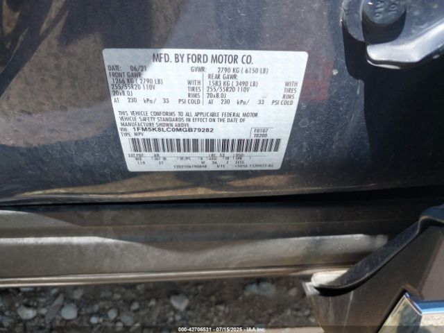 2021 FORD EXPLORER 1FM5K8LC0MGB79282 Photo 8