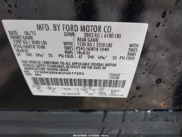 Ford Explorer 2016 1FM5K8B84GGA17253 Image 9