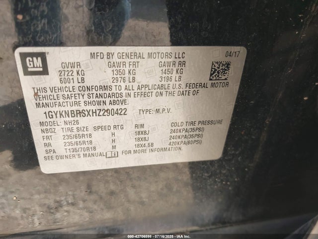 2017 CADILLAC XT5 1GYKNBRSXHZ290422 Photo 8