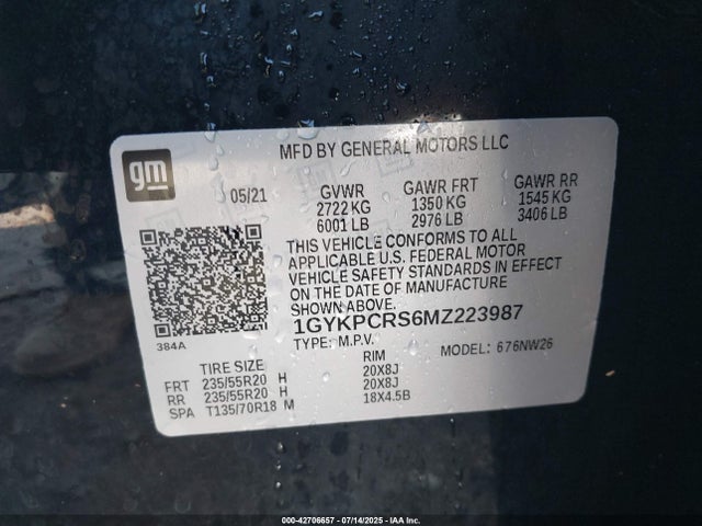 2021 CADILLAC XT6 1GYKPCRS6MZ223987 Photo 8