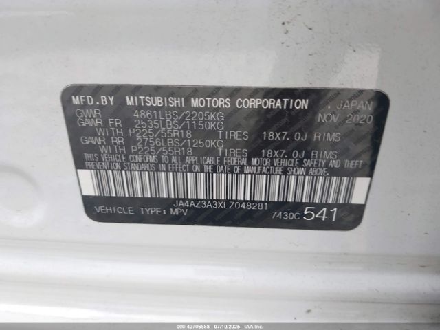 2020 MITSUBISHI OUTLANDER JA4AZ3A3XLZ048281 Photo 8