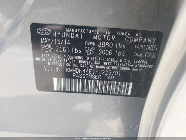 KMHDH4AE1FU225701 Hyundai dohc mpi nu