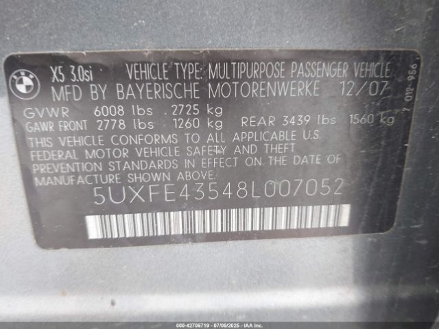 2008 BMW X5 5UXFE43548L007052 Photo 8