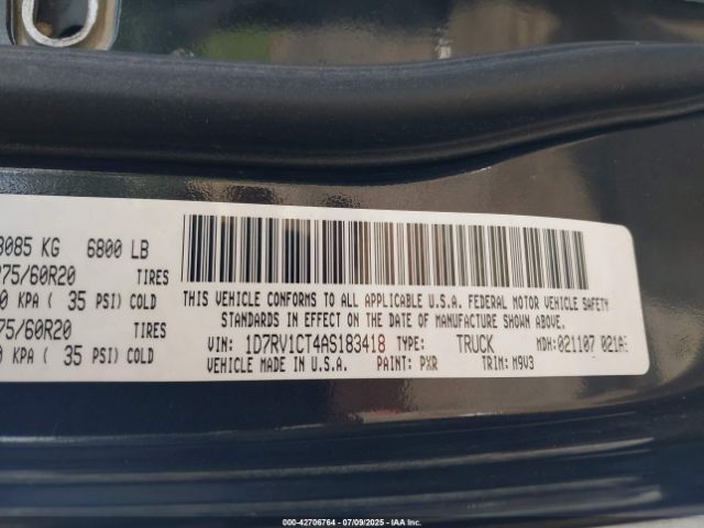 2010 DODGE RAM 1500 1D7RV1CT4AS183418 Photo 8