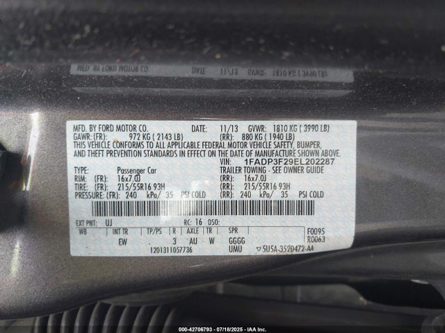 1FADP3F29EL202287 Ford Focus