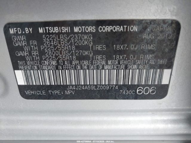 2020 MITSUBISHI OUTLANDER PHEV JA4J24A59LZ009774 Photo 8