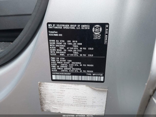 Volkswagen 2019 2019 1V2TR2CAXKC552687 Image 9