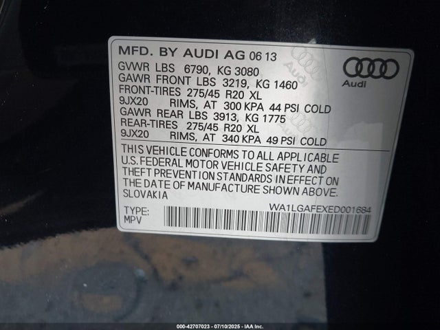 2014 AUDI Q7 WA1LGAFEXED001684 Photo 8