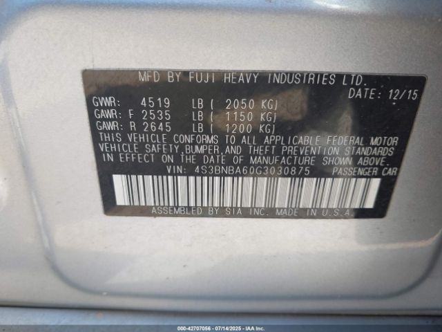 2016 SUBARU LEGACY 4S3BNBA60G3030875 Photo 8