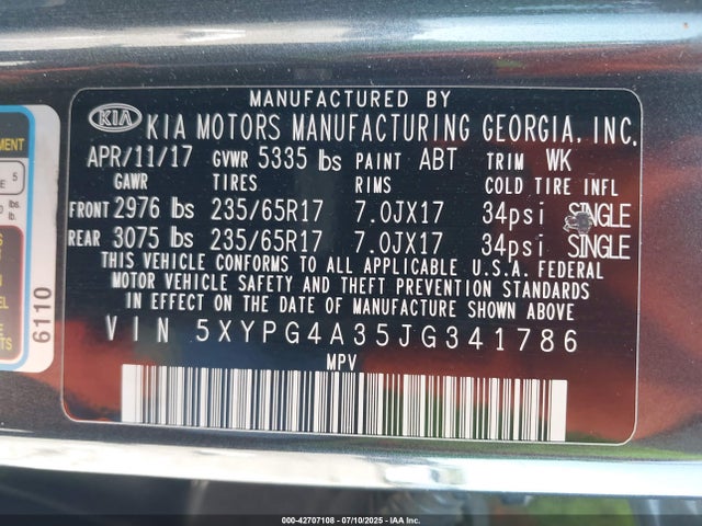 5XYPG4A35JG341786 KIA gdi theta-ii