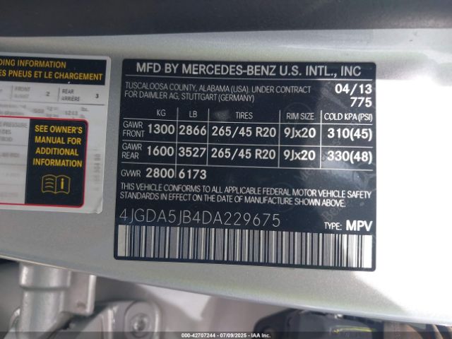 2013 MERCEDES-BENZ ML 350 4JGDA5JB4DA229675 Photo 8
