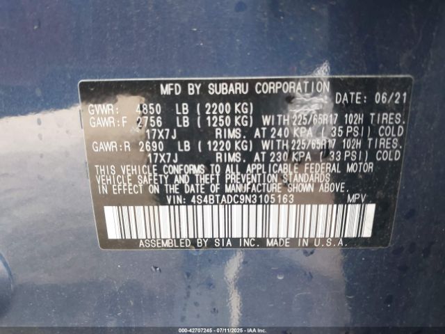 2022 SUBARU OUTBACK 4S4BTADC9N3105163 Photo 8