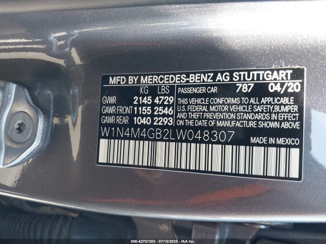 W1N4M4GB2LW048307 Mercedes-Benz m260
