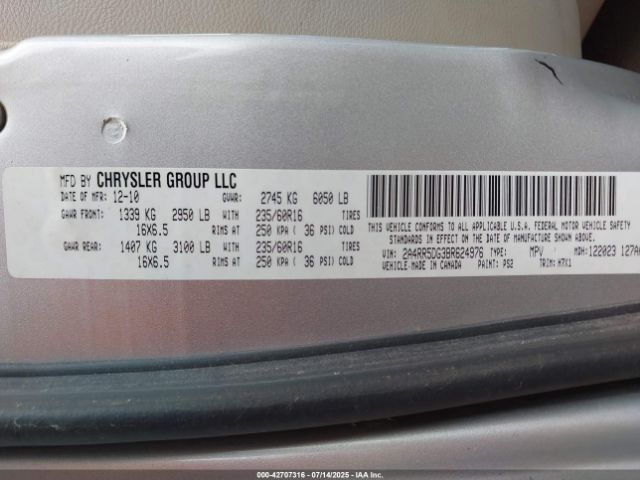 2011 CHRYSLER TOWN & COUNTRY 2A4RR5DG3BR624976 Photo 8