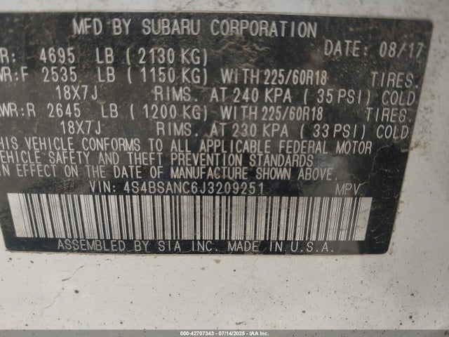 4S4BSANC6J3209251 Subaru u5