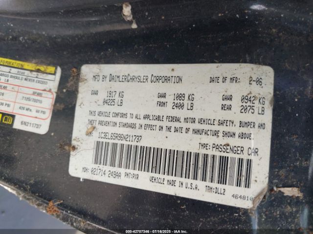 2006 CHRYSLER SEBRING 1C3EL65R96N211737 Photo 8