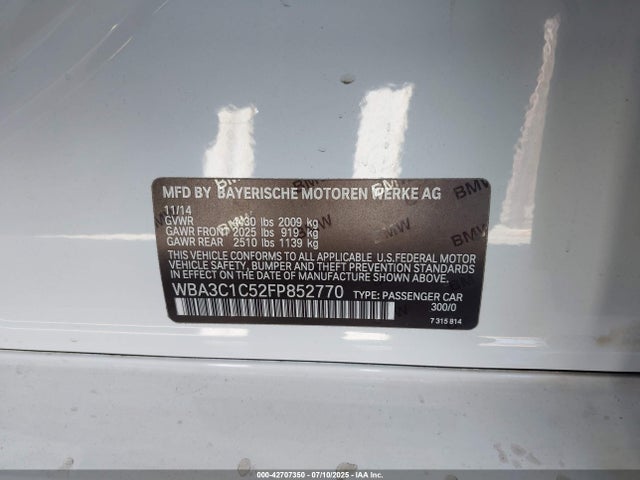 BMW 2015 2015 WBA3C1C52FP852770 Image 9