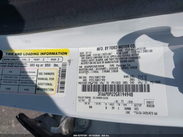 Ford 2016 2016 3FA6P0PU2GR194948 Image 9