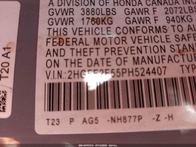 2023 HONDA CIVIC 2HGFE2F55PH524407 Photo 8