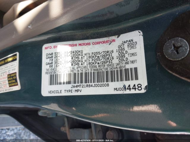 2004 MITSUBISHI MONTERO SPORT JA4MT21R84J002008 Photo 8
