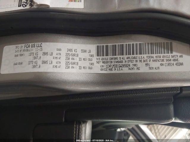 1C4PJMDB1GW205624 Jeep 2016