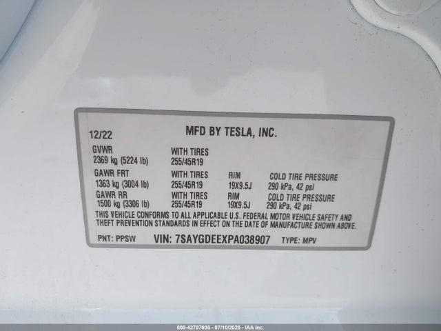 2023 TESLA MODEL Y 7SAYGDEEXPA038907 Photo 8