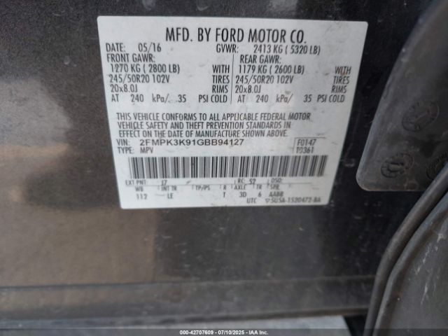2016 FORD EDGE 2FMPK3K91GBB94127 Photo 8