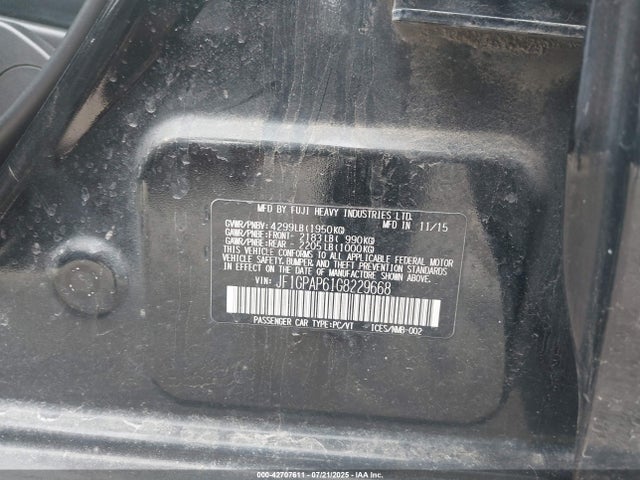 JF1GPAP61G8229668 Subaru 2.0l na