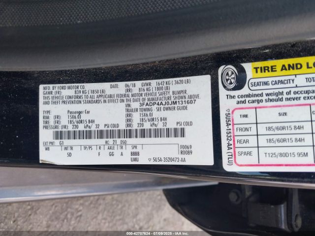 2018 FORD FIESTA 3FADP4AJ0JM131607 Photo 8