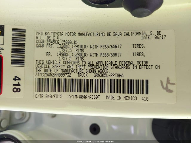 Toyota 2gr-fks 2017 3TMCZ5AN2HM099732 Image 9