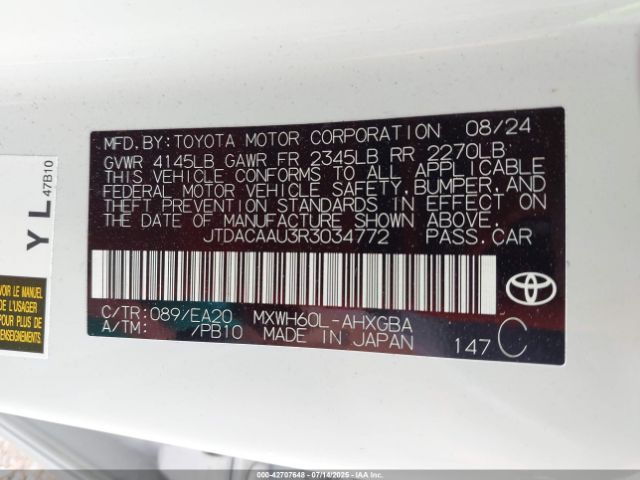 2024 TOYOTA PRIUS JTDACAAU3R3034772 Photo 8