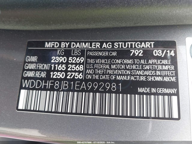 Mercedes-Benz E-Class 2014 WDDHF8JB1EA992981 Image 9